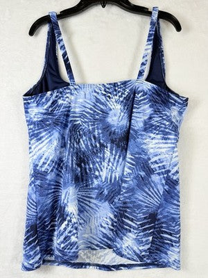 Lands End Tankini Top 12 Underwire Square Neck Rash Guard Swim Lot Blue