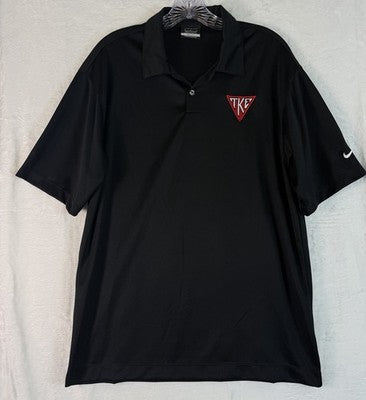 Tau Kappa Epsilon Shirt Medium Nike Polo Black Mens Fraternity Embroidered TKE