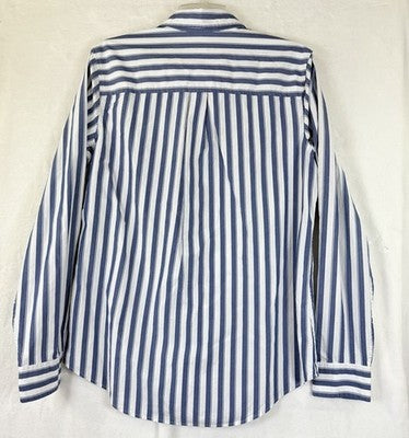 Gap Perfect Shirt Womens Medium Tall 80s Superfine Poplin Blue Striped Button Up