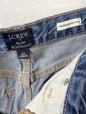 J Crew Slim Boyfriend Jeans 28 Blue Womens Straight Leg Button Fly 100% Cotton