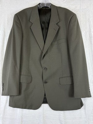 Vintage Burberry Blazer 44R Green 100% Wool 2 Button Mens *Read