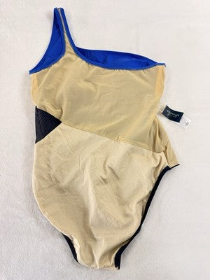 Swimsuits For All 4 One Piece Colorblock Blue One Shoulder Swim Swimwear Women