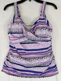 Lands End Tankini Top 10 10D Sweetheart Wrap Underwire Womens Swim Purple