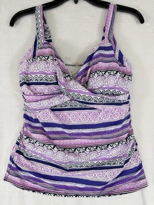 Lands End Tankini Top 10 10D Sweetheart Wrap Underwire Womens Swim Purple