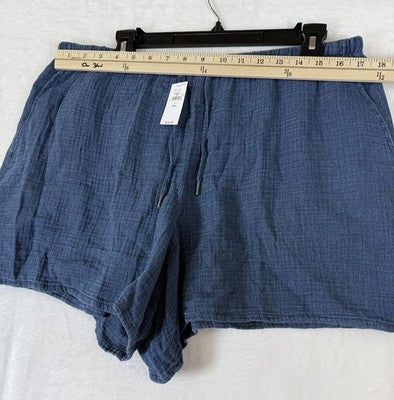 Gap Cotton Gauze Denim Easy Shorts  Large Tall Womens Blue Pull On New NWT