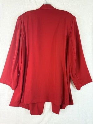 Calvin Klein Open Front Blazer 18 Womens Red Shawl Collar Jacket