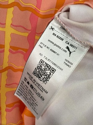 Puma Dani Dazey Top XL Cloudspun Mock Neck Pink Plaid Womens NWT