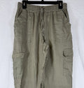 Magaschoni 100% Linen Pants Large Joggers Brown Pull On Cargo Womens