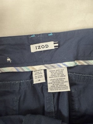 Izod Cropped Pants 14 Womens Blue Ripstop Crop NWT