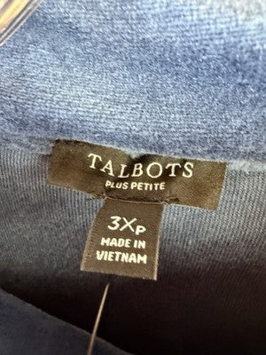 Talbots 3X Petite Jacket Velour Full Zip Blue 3XP Plus Size Womens New NWT