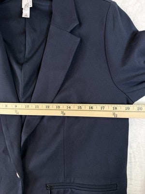 Marla Wynne Layers Large Jacket 360 Stretch Blazer Navy Blue Womens