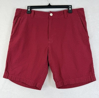 Tommy Hilfiger Shorts Men 35 Red Check 9” 100% Cotton