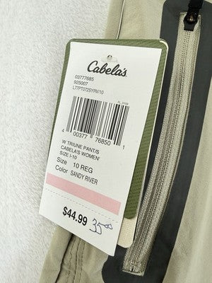 Cabelas Pants Womens 10 Triune Hiking Beige Tan Nylon Quick Dry New NWT