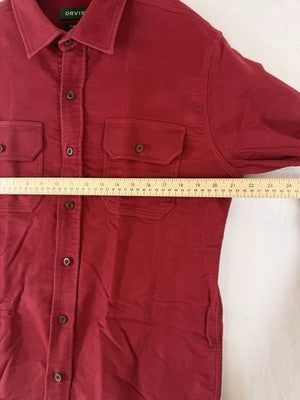 Orvis Chamois Shirt Medium Red Button Down Mens Long Sleeve Brisbane Moss