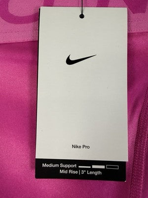 Nike Pro Shorts Womens Small Pink Mid Rise 3" Workout Gym New NWT
