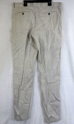 Tasso Elba 100% Linen Dress Pant Straight Leg Natural Beige Men’s 32x32 Preppy