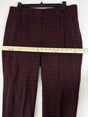 J Jill Ponte Slim Leg Pants Medium Petite Red Black Plaid Womens MP Knit Pull On