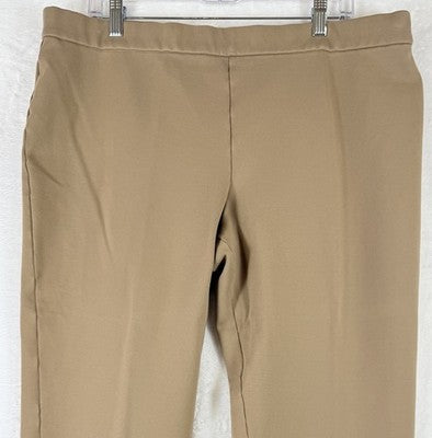 Susan Graver Smart Ponte Pants XL Petite Tan Beige Pull On Knit Slim Leg Womens