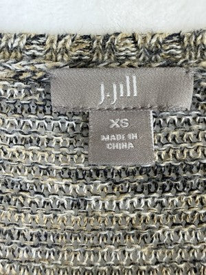 J Jill 100% Linen Sweater XS Tunic Top 3/4 Sleeve Womens Brown V Neck