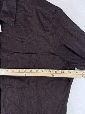 Gap 100% Linen Shirt Large Tall Womens Long Sleeve Brown Button Up Top New NWT