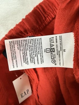 Gap Cotton Gauze Shorts Medium Pull On 4” Red Pockets Womens New NWT
