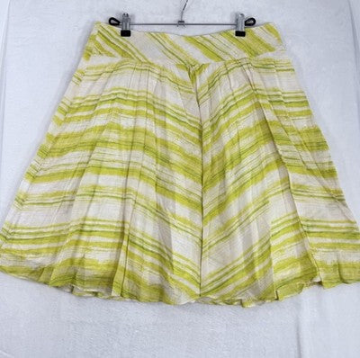 Talbots Skirt 14 Petite Yellow Print 100% Cotton A-Line Circle Womens 14P