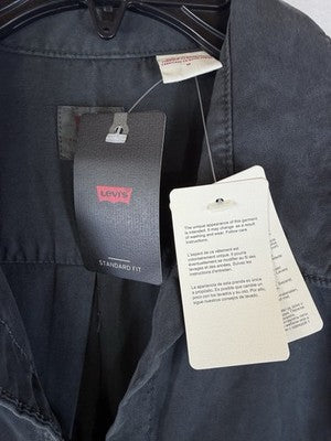 Levis Doreen Utility Shirt Medium Womens Gray Roll Tab Lyocell Button New NWT