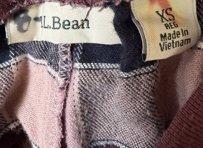 LL Bean XS Pajama Pants Womens Purple Plaid Flannel