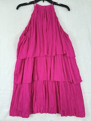 Stitch Fix Medium Dress New Skies Are Blue Pink Tiered Halter Short Sleeveless