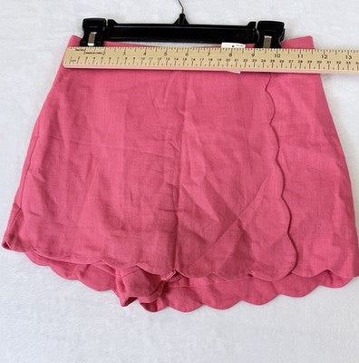 Gap Kids Linen Skort Medium 8 Girls Scallop Melon Pink Skirt W/ Shorts New