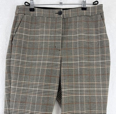 Express Dress Pants 10 Womens High Rise Ankle Gray Beige Plaid 10R