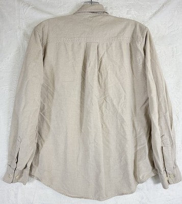 LL Bean Shirt Womens Small Oxford Button Down Ping Beige Long Sleeve 100% Cotton