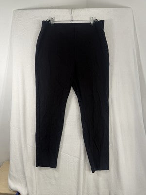 Talbots Portland Pants 16 Black Riding Stretch Ankle Front Seam Side Zip Womens