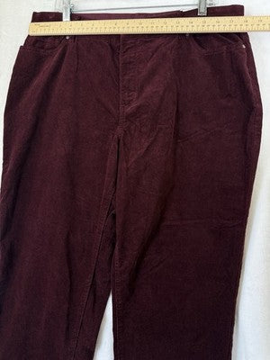 Croft And Barrow Corduroy Pants 18 Straight Leg Mid Rise Burgundy New NWT