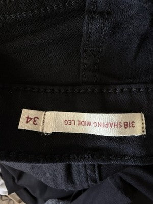 Levis 318 Shaping Wide Leg Jeans 34 Womens Black 34x32 Levi’s New NWT