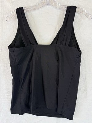 Lands End Tankini Top 8 Black Swim Swimsuit Womens