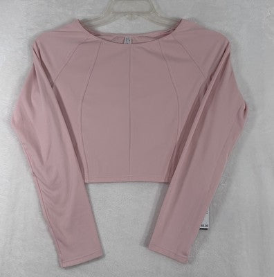 Adidas Womens Yoga Top Large Pink Crop Long Sleeve Workout Shirt NEW