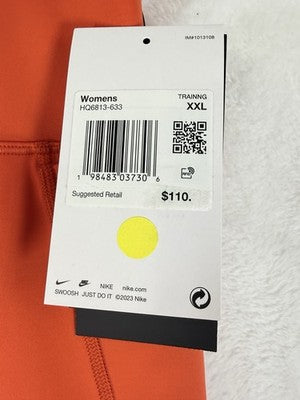 Nike Universa Leggings XXL Womens High-Waisted 7/8 No Front Seam Orange New NWT