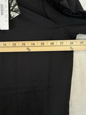 J Crew Ruffle Sleeve Neck Top Black XS Satin Crepe Long Sleeve Womens New NWT