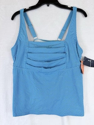Lands End Tankini Top 14W Blue Swimsuit Square Neck Women Swim Underwire New NWT