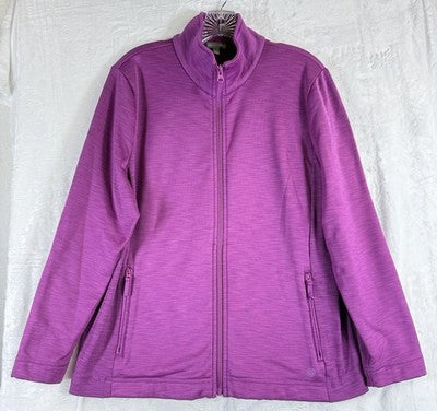 T By Talbots Fleece Jacket XL Petite Purple XLP Womens Full Zip Mock Neck
