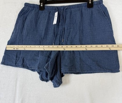 Gap Cotton Gauze Denim Easy Shorts  Large Tall Womens Blue Pull On New NWT
