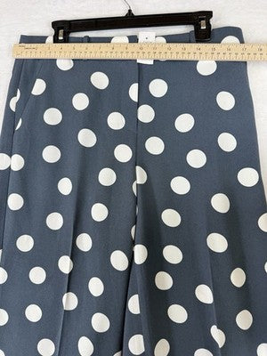 Ann Taylor Loft Wide Leg Crop Pants 8 Blue Polka Dot New NWT