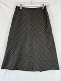 Ann Taylor Loft Skirt 0 A Line Wool Blend Gray Striped Midi