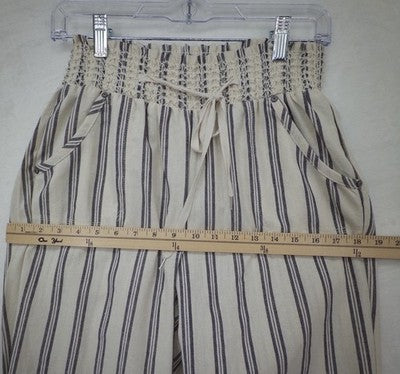 Ci Sono Pants Medium Pull On Straight Leg Lightweight Cotton Blend Ivory Gray