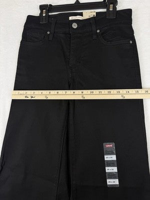 Levis 318 Shaping Wide Leg Jeans 25 Womens Black 25x32 Levi’s New NWT