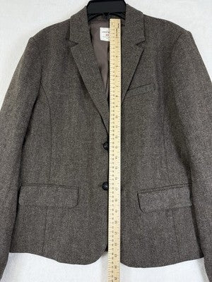 Gap Academy Blazer Womens 10 Brown Gray Herringbone Suit Jacket Pink Lining