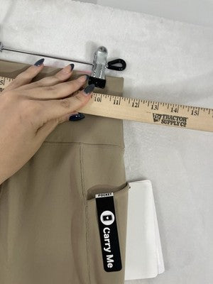Gottex Leggings XS Gravel Gray Beige NWT Peach Skin Media Pocket Womens NEW