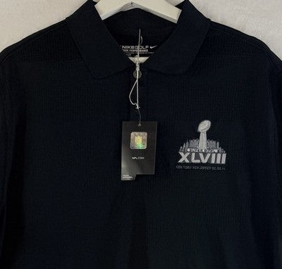Nike Golf Super Bowl Polo Large Mens Seahawks Broncos Black Superbowl New NWT