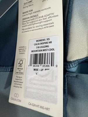 Calia By Carrie Underwood XS Inspire 7/8 Legging Blue Mountain Mist Womens NEW